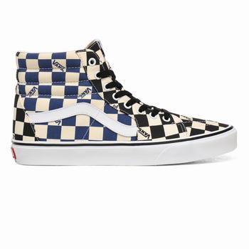 Férfi Vans Big Check Sk8-Hi Magasszárú Cipő VA7136582 Fekete/Sötétkék